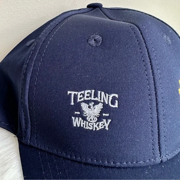 NEW Navy Blue and Gold Notre Dame and Teeling Whisky Embroidered Logo Cap - Picture 3 of 16